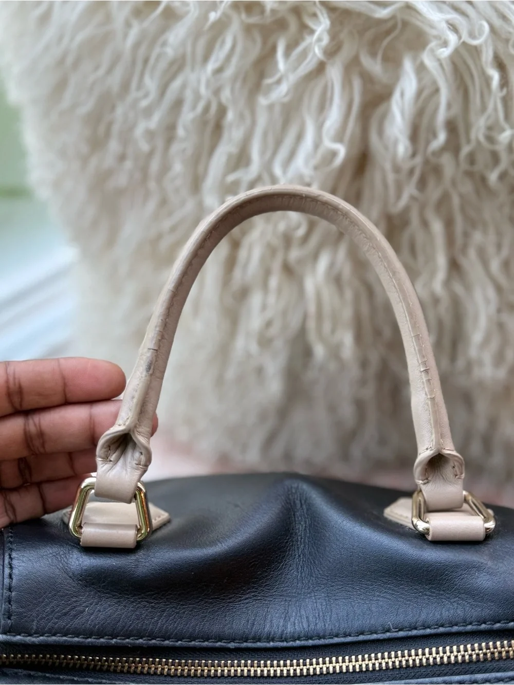 Kate Spade Catherine Street Pippa Black and Taupe Leather Satchel Bag